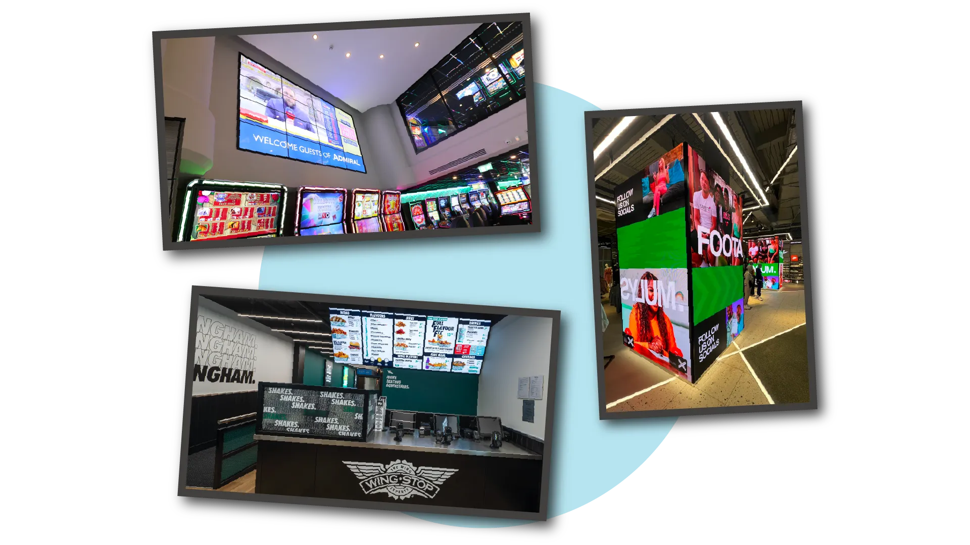 Screens in a retail store displaying targeted digital advertisements using NowSignage’s Ad Booking platform, driving customer engagement and additional revenue for retailers.